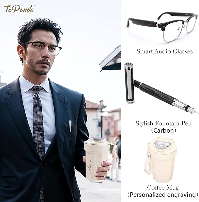 Stylish Fountain Pen : Luxury, Elegant, Germany F Fine Nib, Gift for Men & Women, Professional, Executive, Metal, Gift Box. –Free Engraving (BlackSilver (Carbon)), AT-F4CARBON-1, 14cmx1.2cm