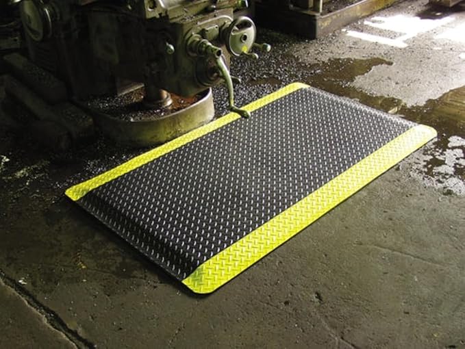 Rhino Mats, American Classic Diamond Anti-Fatigue Mats, Industrial Ergonomic Comfort Standing Mat for Work, Home, Garage, Office, Kitchen or Anywhere (Black/Yellow 9/16" Thick, 4 FT. x 21 FT.)