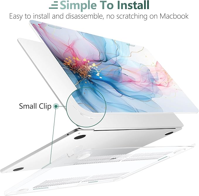 DONGKE Compatible with M4 MacBook Air 15 inch Case 2025-2023 A3241 A3114 A2941 M3 M2 Retina Display Touch ID, Plastic Hard Case & Keyboard Skin for MacBook Air 15" - Soft Flowing Colors