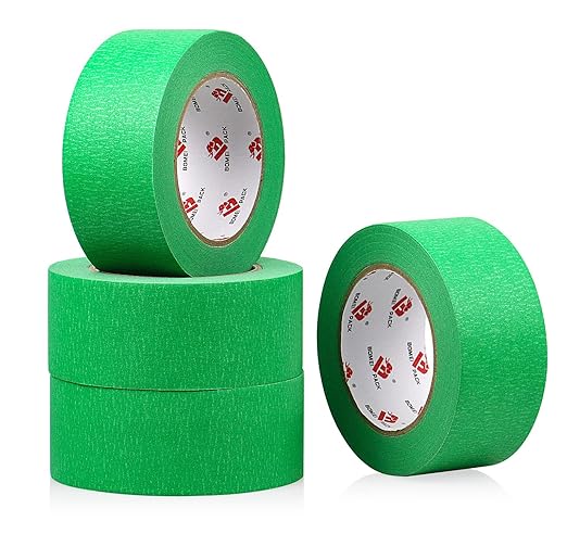 BOMEI PACK Green Painters Tape 2 inch Wide, Medium Adhesive Green Masking Tape 2 inch x 55 Yards (220 Total Yards) 4 Rolls, Residue-Free Wall Trim Tape for Painting, DIY Crafting, Decoration