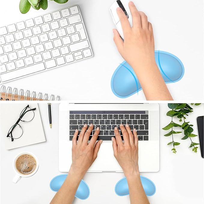 Dapesuom Mouse Wrist Rest, Ergonomic Memory Foam Mouse Wrist Support, Leather Hand Rest Pad Cushion for Gaming, Office, Laptop, Wireless Mouse, Men, Women, Pain Relief & Easy Typing, Sky Blue