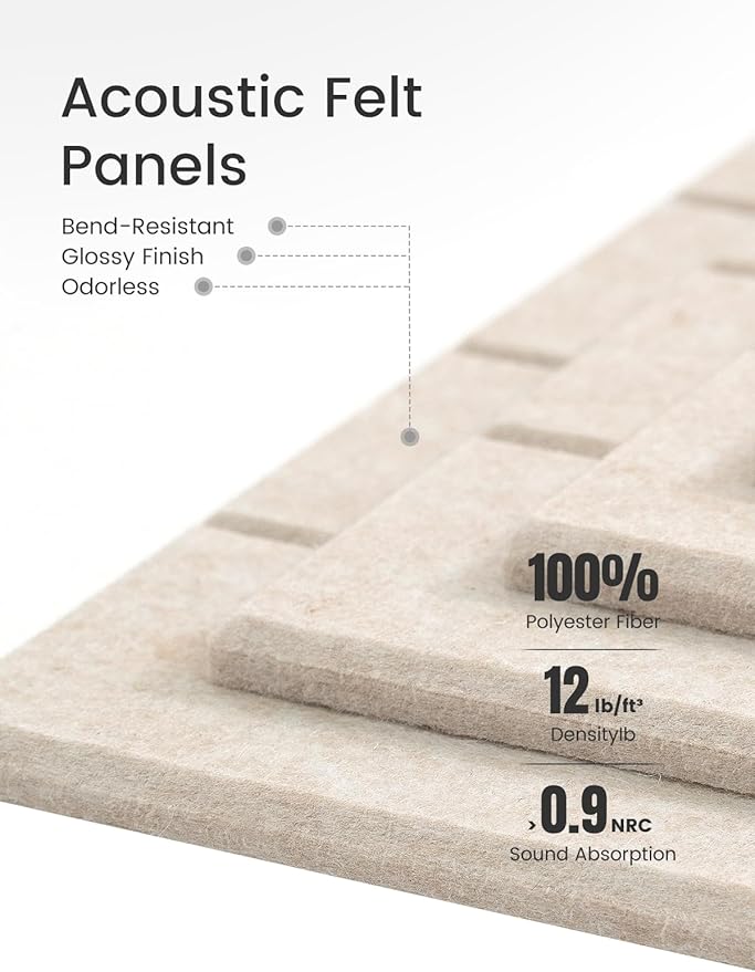 Felt Bulletin Board Tiles Large 36" x 24" Cork Board Alternative-6 Pack with 40 Adhesive Tabs, Thick Slat Wall Panels for Office Decor, Push Pin Board Wall Organizer Alternative - Oatmeal