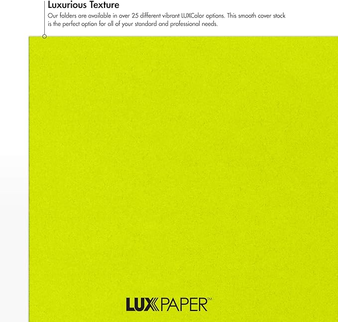 LUXPaper 9" x 12" Presentation Folders | Two Pocket | Wasabi Green | 100lb. Cover | 25 Qty