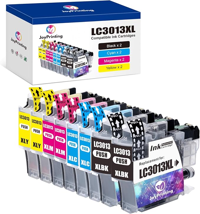 LC3013 Ink Cartridges BK/C/M/Y Compatible for Brother LC3013XL LC3013 XL LC3011 LC-3011 Work for Brother MFC-J491DW MFC-J497DW MFC-J690DW MFC-J895DW (Black Cyan Magenta Yellow, 8-Pack)
