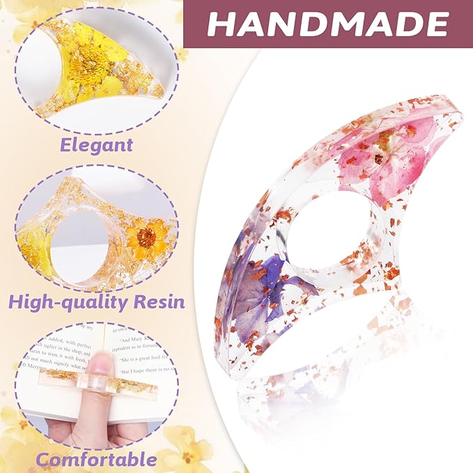 Book Page Holder, Kaluofan 2PCS Thumb Book Page Holder, Book Accessories for Reading Lovers, Handmade Dried Flower Book Opener Holder Thumb, Meaningful Gifts for Book Lovers Teachers Students