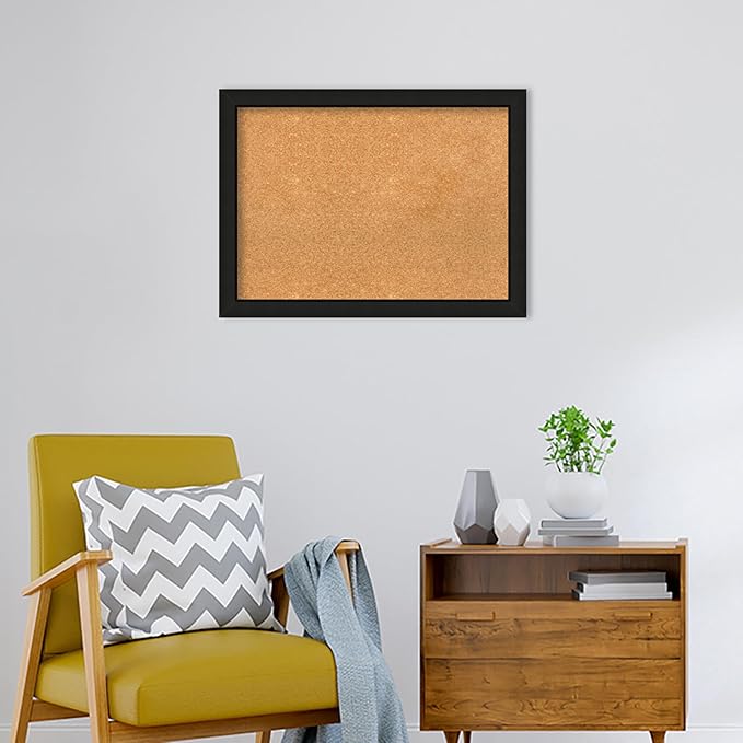 Amanti Art Natural Cork Board for Wall, 23x31 Vision Board with Black Wood Frame, Medium Corkboard Office Decor for Home Organization, Casual Corkboard Pinboard to display items for home organization