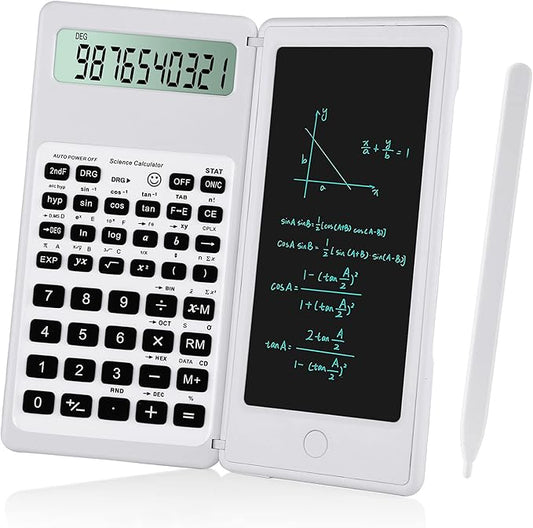 Scientific Calculators for Students, White Math Calculator with Notepad,10-Digit Large Screen, Classroom Must Haves for Middle High School Supplies & College (White)