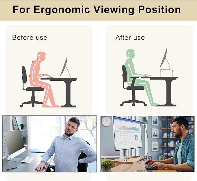 Monitor Stand Riser,Wood & Acrylic Computer Monitor Stand with LED Light,Desk Accessories Desktop Organizer Stand for Computer,Laptop,Printer,PC & TV Screen Riser