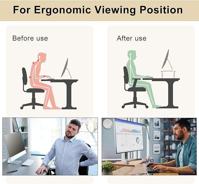 Monitor Stand Riser,Wood & Acrylic Computer Monitor Stand with LED Light,Desk Accessories Desktop Organizer Stand for Computer,Laptop,Printer,PC & TV Screen Riser