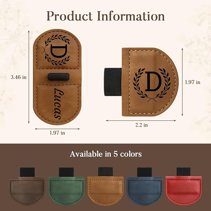 Personalized Bygone Mark Bookmark with Pen Holder,Engraving Leather Magnetic Bookmarks Vintage 26 Letters Name Initials Text Book Marker Clips Gifts for Reading Book Lovers Women (Coffee, M)