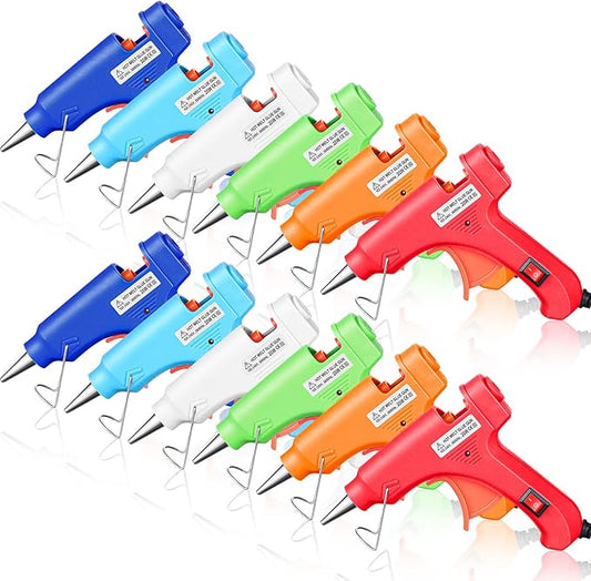 Zhengmy 12 Pieces Mini Hot Glue Gun Crafts Hot Melt Guns Fast Preheating and Easy Squeeze Trigger for School DIY Arts Class Projects Office Home Quick Repairs (Multicolored)