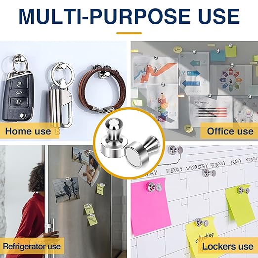 MIKEDE Strong Fridge Magnets for Whiteboard, 15Pcs Neodymium Push Pins for Refrigerator, Office, School, Classroom, Kitchen