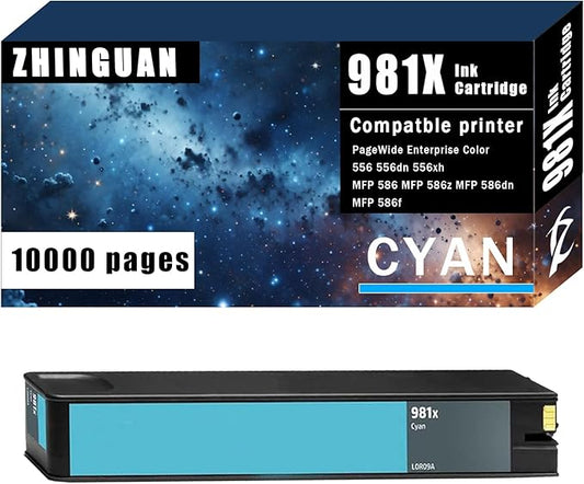 Remanufactured 981X Cyan Ink Cartridge 981 High Yield Ink Cartridge Works for PageWide Enterprise Color 556 556dn 556xh MFP 586 MFP 586z MFP 586dn MFP 586f Printer