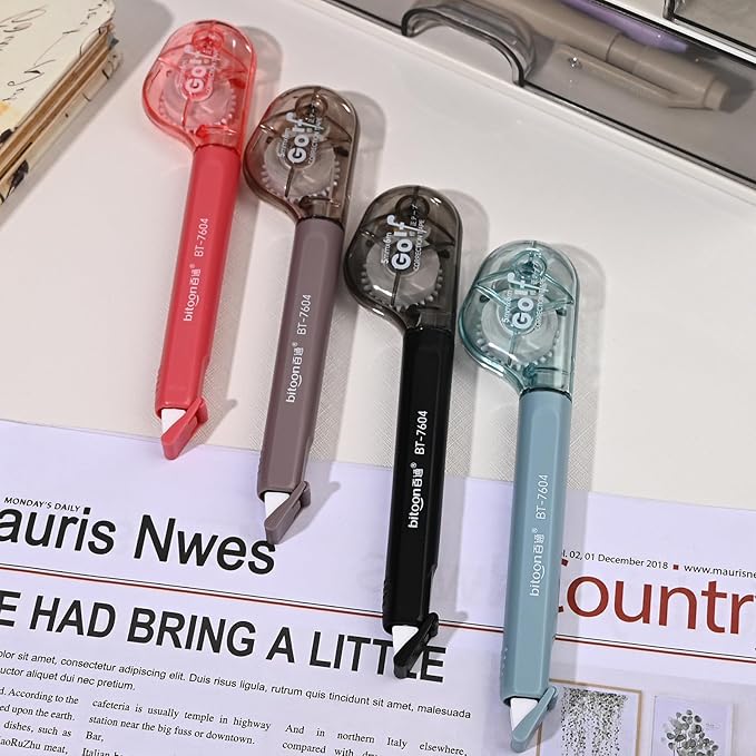 Temiary 4 Pcs White Correction Tape Pens, 6M/256" x 0.2" Smooth Pull Out Tape Pen, Easy to Use Applicator for Instant Corrections Back to School Office Supplies (Multicolor)