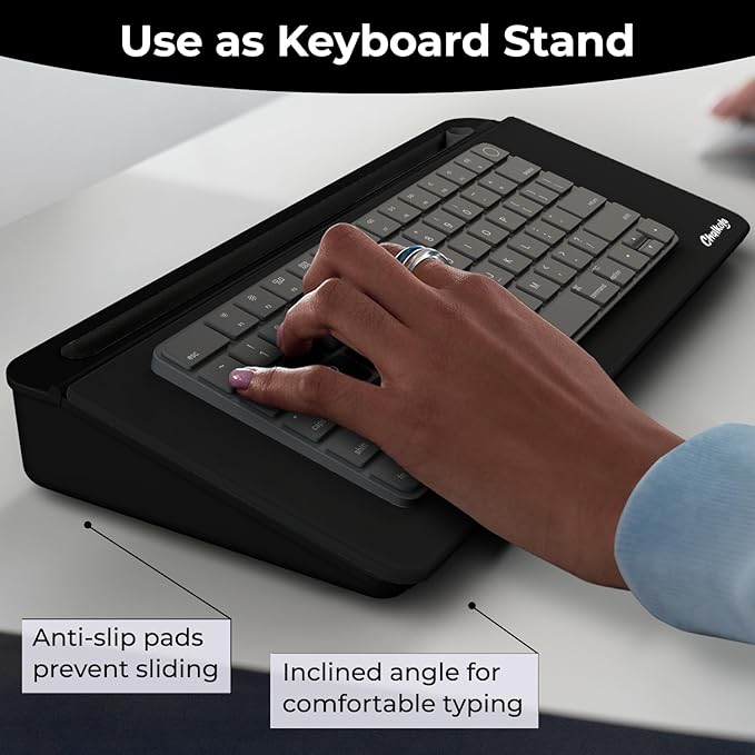 Chalkola Black Glass Desktop Whiteboard with Storage - Dry Erase Board, Work Desk Organizers, Computer Keyboard Stand, Home Office Desk Accessories, Workspace Desktop Buddy + 3 Markers