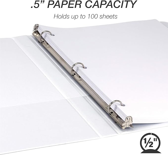 Samsill Economy 0.5 Inch 3 Ring Binder Bulk Pallet, Made in The USA, Round Ring Binder, Customizable Clear View Cover, White, Pallet of 768 Binders in 32 Cartons