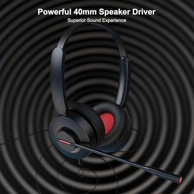 MAIRDI USB Headset with Microphone, 7.1 Surround Sound, USB-A/Type C/3.5mm 3-in-1 Wired Headset with Mic Noise Cancelling & Mute, Computer Headphone for Laptop Home Work Office CallCenter Teams Zoom