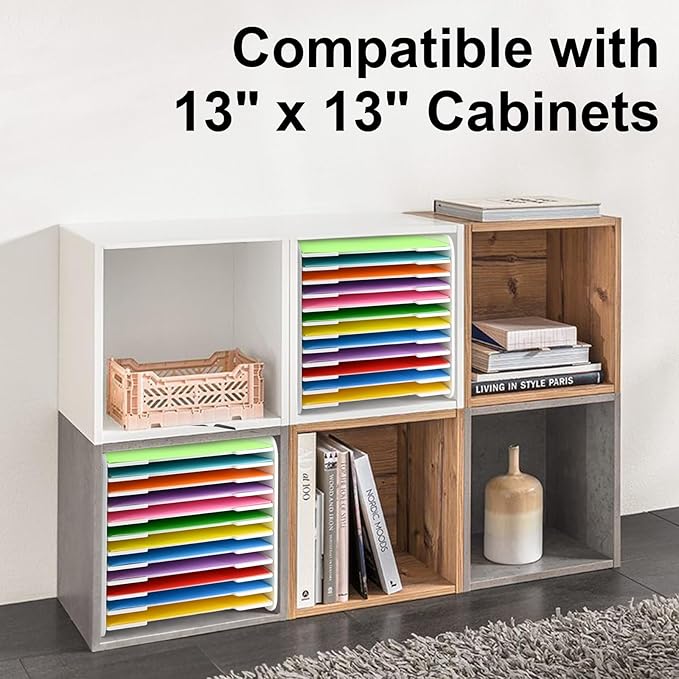 12x12 Paper Organizer, 12-Tier Scrapbook Paper Storage, Stackable Desktop File Holder for Home, Office, Classroom, and Craft Room