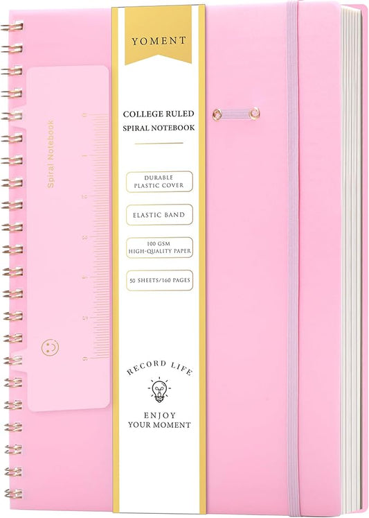 Yoment Spiral Notebook 8.5 x 11 A4 Large Notebooks for Work College Ruled Journaling Notebooks, 100 GSM Paper, Spiral Bound Journal for School Note Taking Writing, A4 Pink