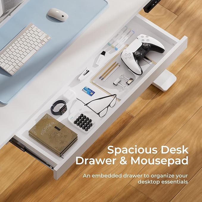 COMHOMA Electric Standing Desk with Drawers, 48 x 24'' Sit Stand up Desk with Monitor Stand, Laptop Stand, Height Adjustable Ergonomic Home Office Computer Desk with Memory Preset Controller