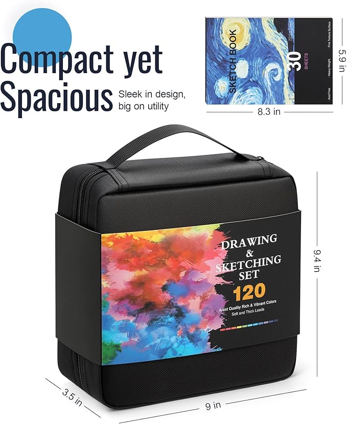 120 Pack Colored Pencils for Adult Coloring Books, Soft Core Oil Based Color Pencils with Sketch Book, Color Book, Art Supplies with Zipper Case, Gifts for Kids, Adults, Artists, Professionals