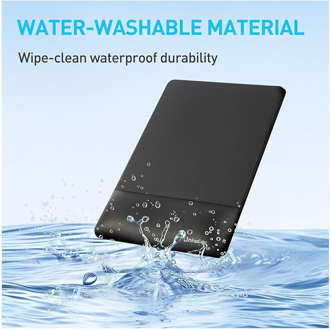 UnivoColors Design-Wave Wrist Rest Mouce Pad,PE Mouse Sliding Panel+Artificial Sheepskin+Memory Foam+Ergonomic+Anti-Slip Gel,Resilience Support During Work and Gaming,Mouce Accessory,Black