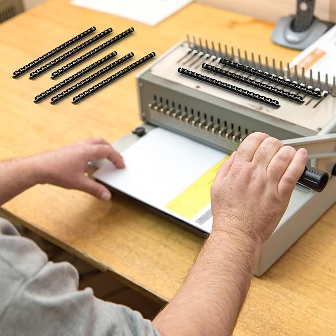 Yunsailing 150 Pack Plastic Binding Combs Plastic Binder Comb Ring 19 Ring Binding Spines Letter Size Spiral coils for Notebook Calendar(3/8 in,Black)