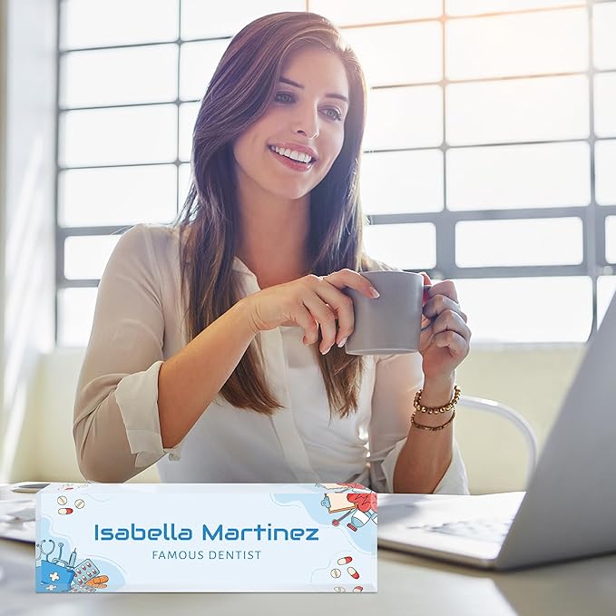 Custom Name Plate for Desk, Personalized Acrylic Office Name Sign with Name & Title, Elegant Desk Decor for Women Men, Employee Appreciation Gift (Doctor-Nurse-2)