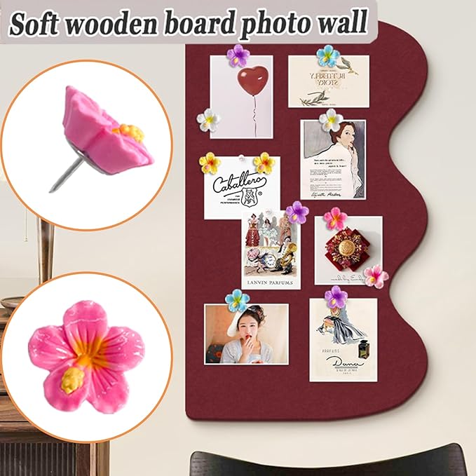 60 pcs Flower Push Pins Cute Decorative Flower Thumbtacks Color Pushpins for Bulletin Cork Board Photo Wall Display Map Home Office Organization