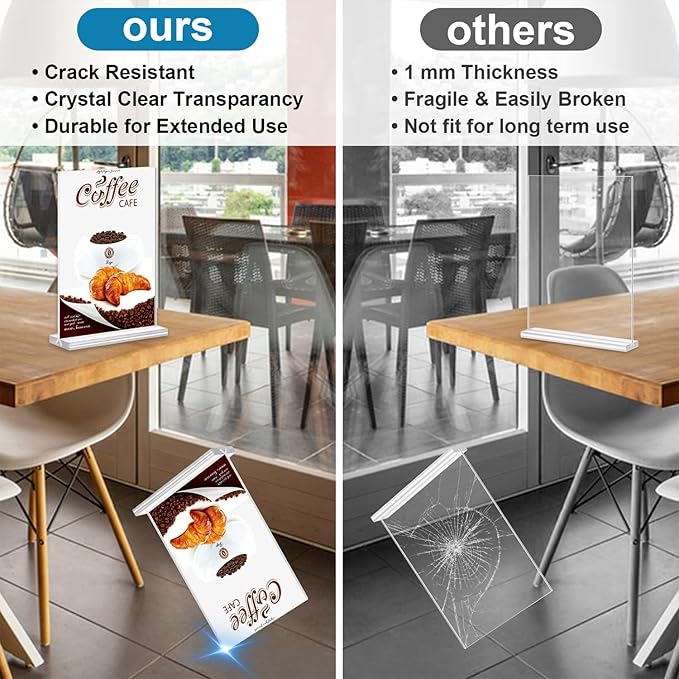 Acrylic Sign Holder 4x6 Vertical Plastic Signs Acrylic Frame Display Signs Table Stand Bulk 6 Pack