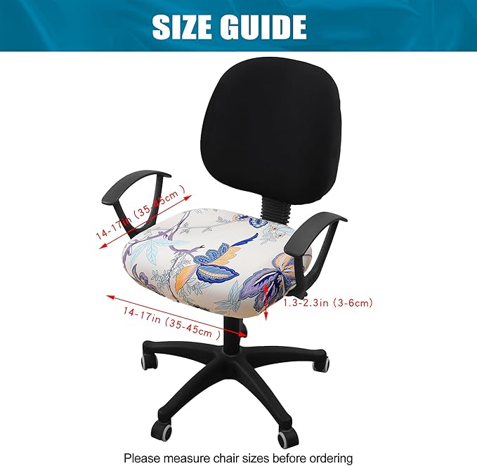 Smiry Printed Office Computer Chair Seat Covers, Stretch Fit Universal Desk Rotating Chair Cover Washable Removable Seat Cushion Protectors - Beige