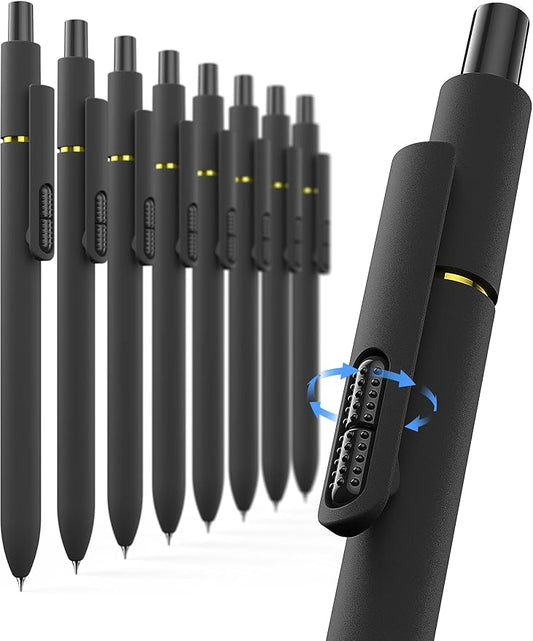 8 Pcs Gel Pens - 0.7mm Fine Point Smooth Writing Black Ink, Quick-Dry Long Lasting Fidge Pens, School & Office Supplies for Men Women (8 Count, Black Ink)
