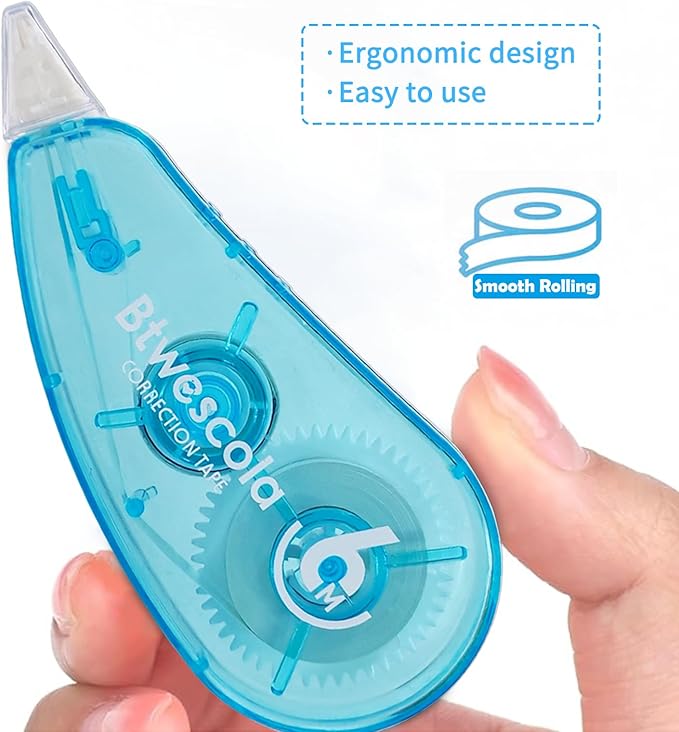 Correction Tape, Easy to Use Applicator for Instant Corrections, 19.7 Feet 6-Count Pack Correction Tape for School, Office, Crafting (6pcs/Set)