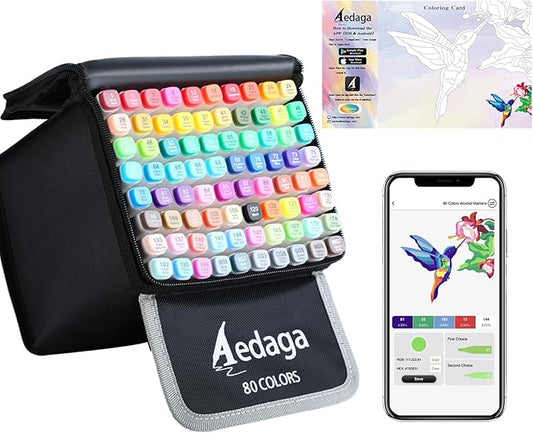 YHC 80 Colors Alcohol Markers for Artists, Free APP for Coloring, Dual Tips Alcohol-Based Markers for Drawing,Painting and Sketching, Great Gift Idea for Kids and Adults