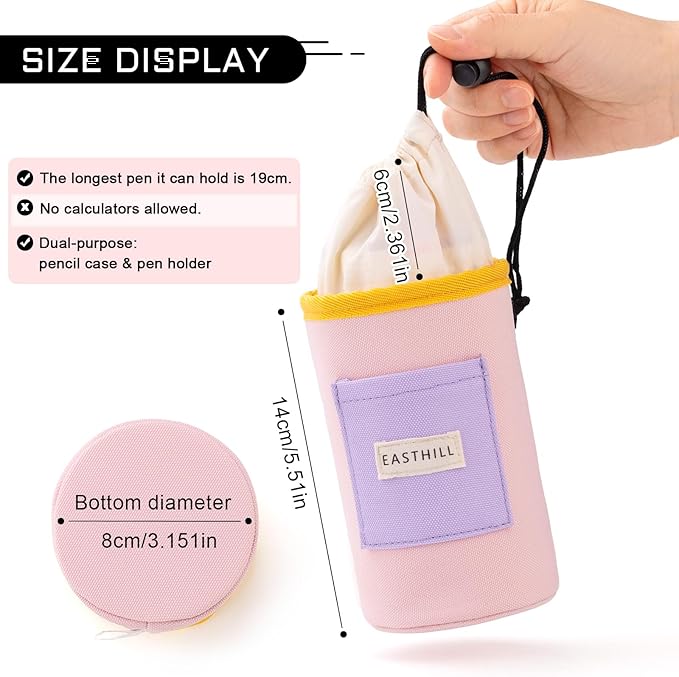 EASTHILL Desk Organizer Pencil Holders Pen Case Pouch for Girls Home School and Office Supplies-Pink