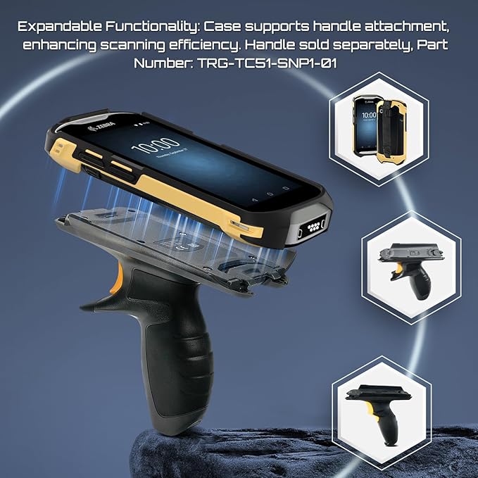 TC51 TC52 TC56 TC57 TC510K Case with Hand Strap - Protective & Ergonomic for Zebra Handheld Barcode Scanners SG-TC5X-EXO1-01 SG-TC5X-EXONHS-01 (Black-Yellow Blend)