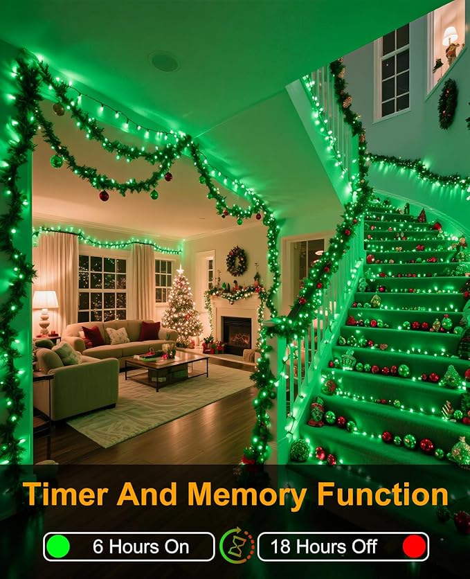 Green Christmas Lights Outdoor, 80FT 240 LED Christmas Tree Lights Waterproof Plug in, 8 Modes Connectable Christmas Decorations Indoor Green Wire for Patio Garden Xmas Party Holiday
