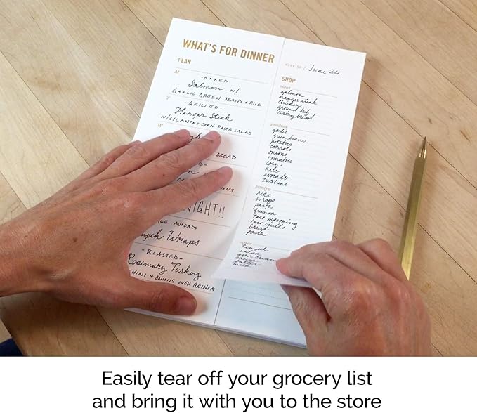 Meal Planning Notepad - What's for Dinner Weekly Meal Planner and Grocery List Magnet Pad with Tear-Off Shopping List - Family Dinner Menu for Fridge & Meal Prep - 6x9” - 50 Sheets