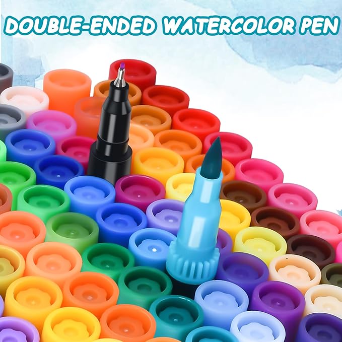 48 Colors Dual Markers Brush Pens, Art Markers Colored Pens for Adult Coloring Books, Brush and Fine Point Dual Tip Artist Colored Marker Set for Drawing Adult Coloring Hand Lettering