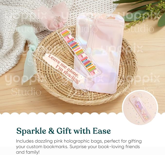 15 Pieces Acrylic Bookmark Blanks (3mm) Thicken Bookmark Making Kit with 20 Pcs Book Lover UV DTF Sticker, 15 Pcs Ribbon, Suitable for DIY Your Crafts Gifts