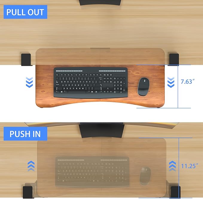 suptek Keyboard Tray Under Desk Pull Out with C Clamp Mount, Computer Keyboard & Mouse Tray, 25.6 (30 Including Clamps) x 11.8 inch Slide-Out Platform Computer Drawer for Typing, Dark Wood, DSF1SM