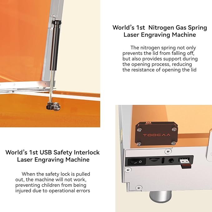 TOOCAA 40W Lazer Engraving Machines with 5 in 1 Rotary Roller Set, Fume Extractor, Smart HD Camera, Air Assist, Honeycomb Panel, Laser Cutter and Engraver Machine for Tumblers Wood Metal Acrylic