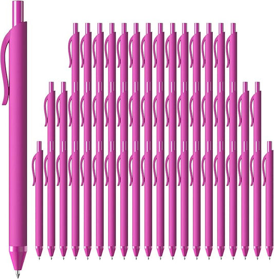 52 Pcs Pens Bulk - 1.0MM Ballpoint Pens Pink Ink | Medium Point Smooth Writing, No Bleed Retractable Ball Point Pen for Office School (Pink - 52Pcs)