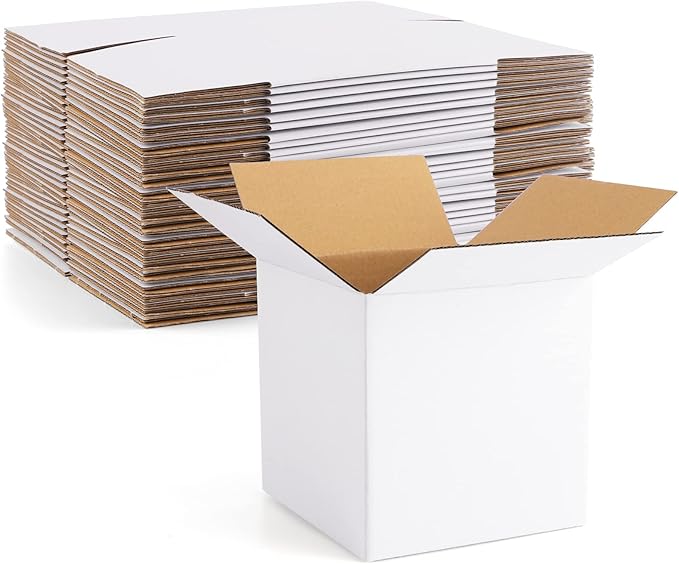 Eupako 6x6x6 Cardboard Box Mailers 30 Pack White Cube Corrugated Small Shipping Boxes for Packaging Small Business, Mailing