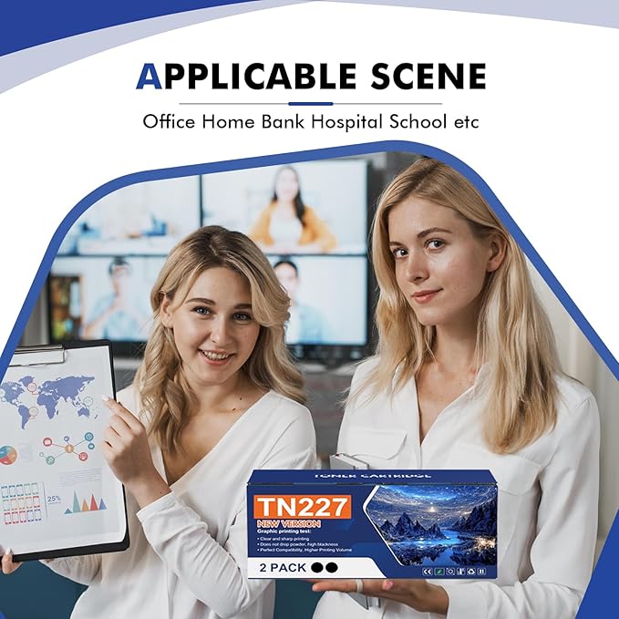 TN227BK TN-227BK TN227 Black MFC-L3770CDW Toner Cartridge Replacement for Brother TN227 TN227BK TN-223BK TN223BK for MFC-L3770CDW HL-L3290CDW HL-L3230CDW MFC-L3750CDW L3710CW L3210CW Printer (2 Pack)