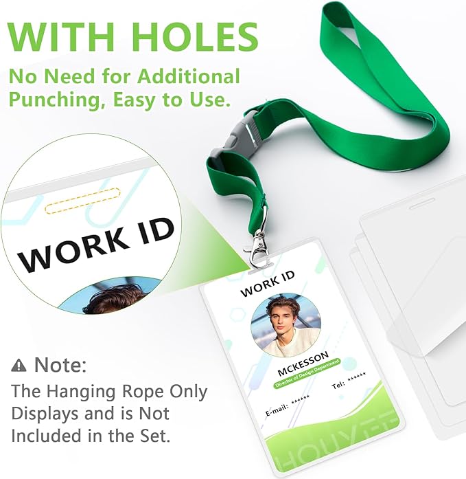 HOUYEE 100 Pack 5Mil Thermal Laminating Pouches, 2.5x4.25 Inches ID Badge Size Laminate Pouches with Hole, Ultra Clear Laminating Sheets, HeatSeal Laminator Pouches for ID Cards, Name Tags, Office Use