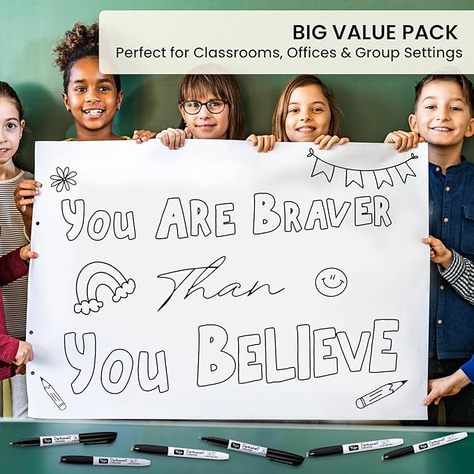 Permanent Markers Ultra Fine Tip, 96 Pack Black Quick-Drying and Fade-Resistant Permanent Markers Bulk Set for Writing and Drawing on Wood, Plastic, Metal, Glass, Ideal for Office School Supplies