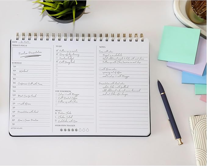 | Durable & Sleek | Undated Daily and Weekly Planner | 8.25" x 11.75" | To Do List Notebook for Work | Simple Design | Multiple Layouts | Planner and Notebook in One (Rust, Daily Planner - Landscape)