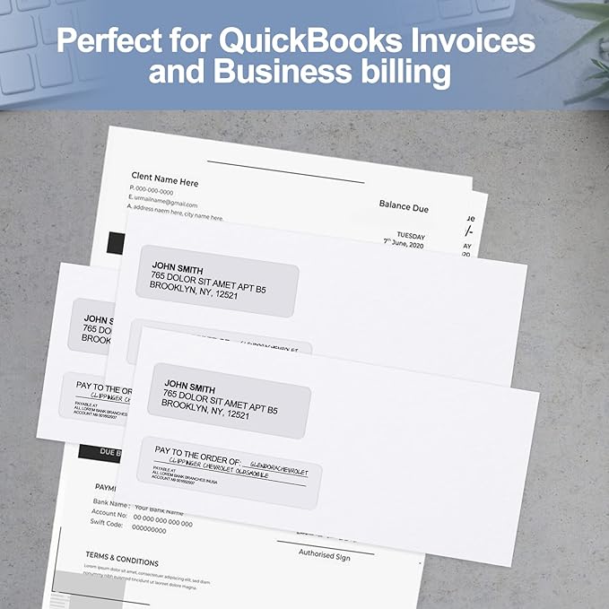 750#10 Security Envelopes, PANDRI NO.10 Self-Seal Double Window Envelopes Designed for QuickBooks Invoices, Business Statements & Documents - Number 10 Size 4 1/8 Inch X 9 1/2 Inch - 24 LB