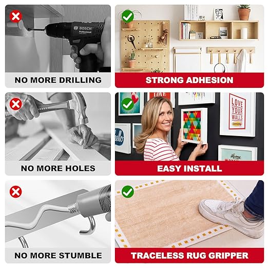 Double Sided Foam Tape Heavy Duty, Removable Damage Free Adhesive Tape, Residue Free Tape Picture Hanging Adhesive Strips Suitable for Indoor and Outdoor Installation Home Office(1.57" x 22Ft)